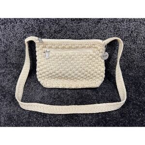 The Sak Original Crochet Crossbody Bag Cream Zip Pouch Adjustable Strap
